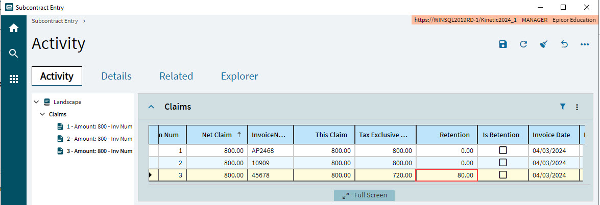 ClaimInSubcontractEntry