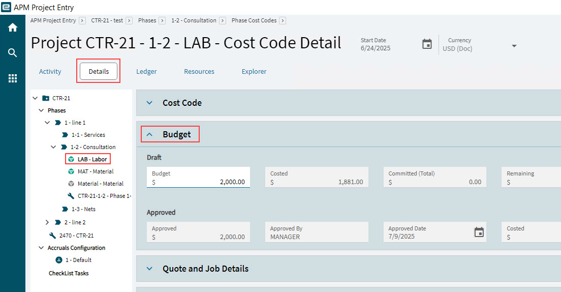 CostCodeBudget