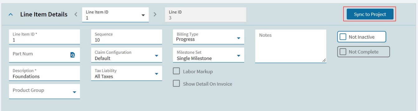 LineItemSyncToProject