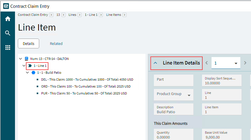 SelectClaimLineOnTree