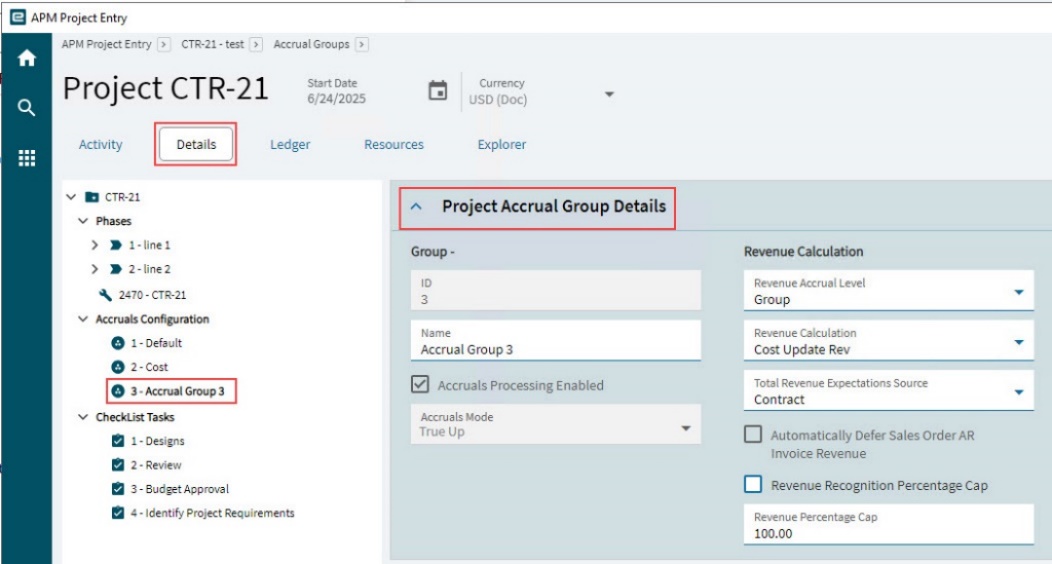 SelectProjectAccrualGroupDetails