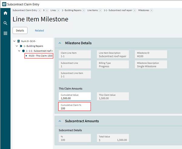 SubcontractClaimMilestones