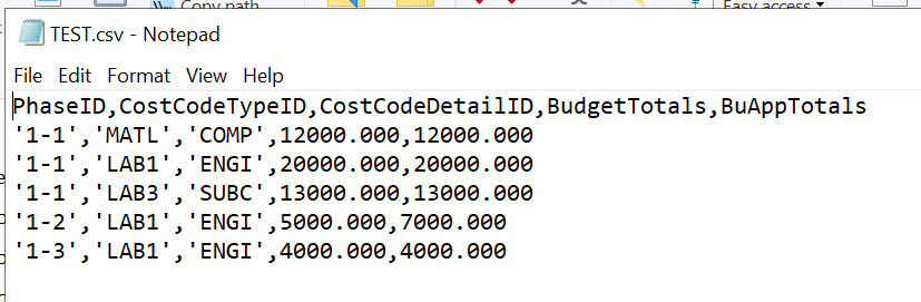 TestCSVNotePad