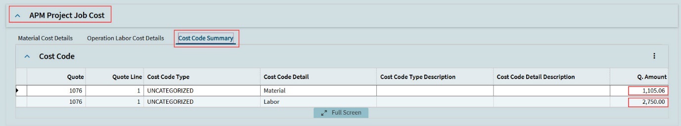 CostCodeSummary
