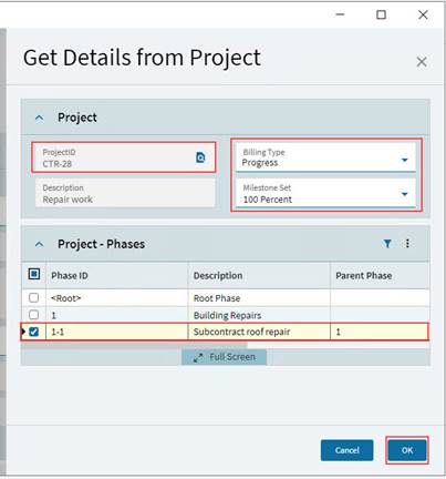 CreateOrderLinesFromProject
