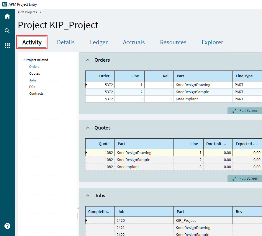PartsInProject