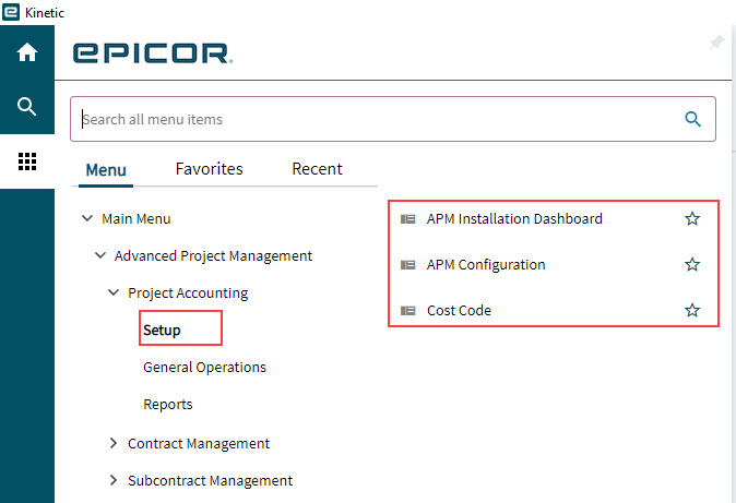 ProjectAccountingSetup