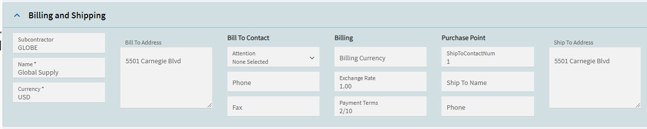 SubcontractBillingAndShipping