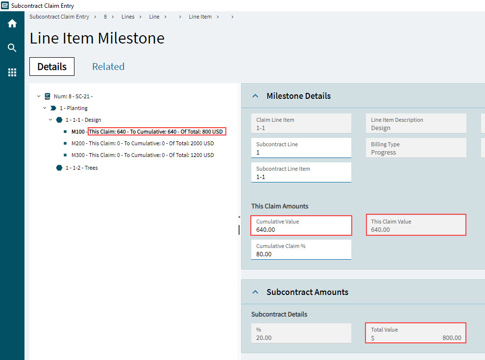 SubcontractLineItemMilestoneDetails